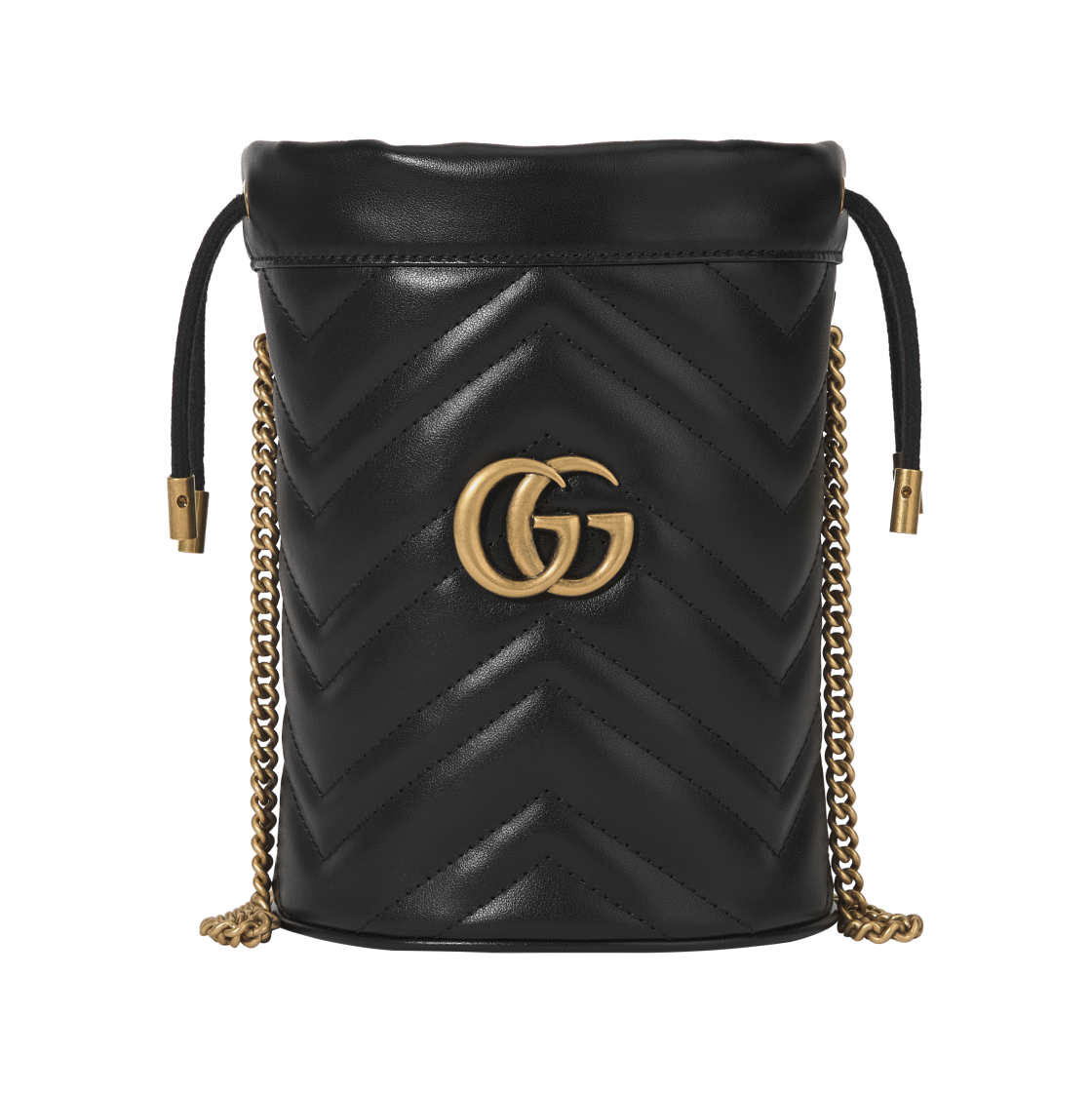 구찌 GG 마몽 마틀라세 미니 버킷백 블랙(Gucci GG Marmont Matelasse Mini Bucket Bag Black)