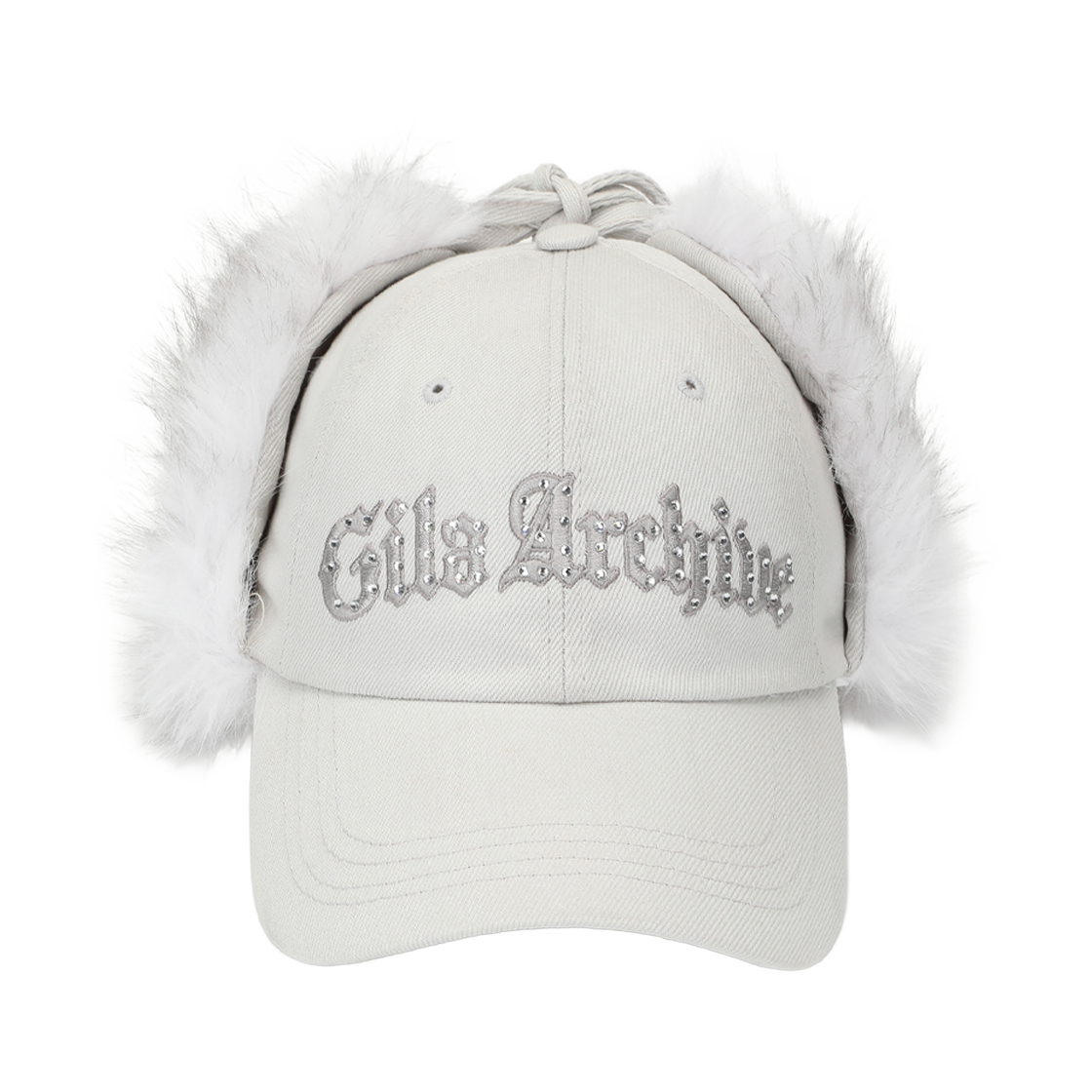 GL25WIAC01GY Gila Archive Faux Fur Hotfix Logo Earflap Cap Grey