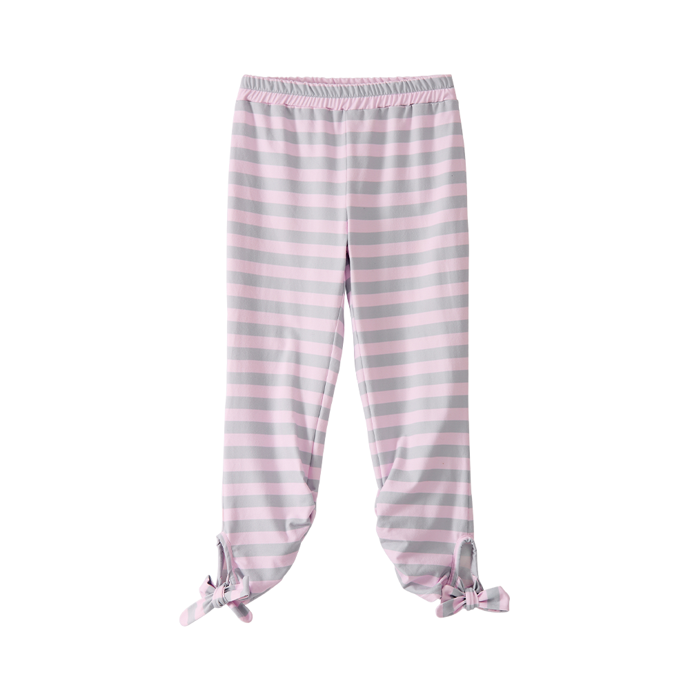 25FWPT100-1 YOUTHBATH Ribbon-Tie Cropped Leggings_Stripe Pink