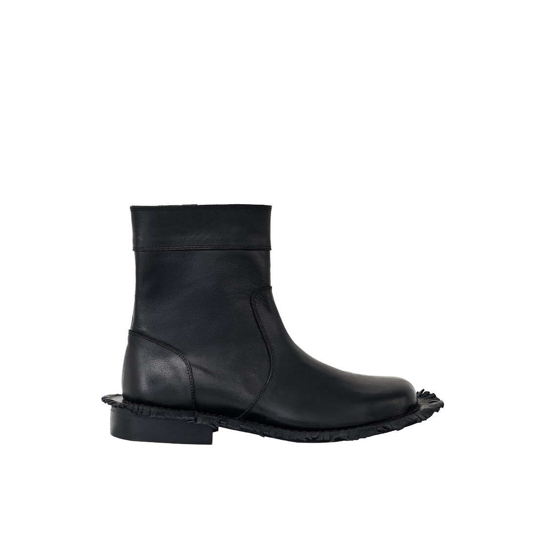 [6% 적립] 네거티브쓰리 프린지 사이드 집업 미들 부츠 블랙([6% 적립] NegativeThree Fringe side zip-up middle boots Black)