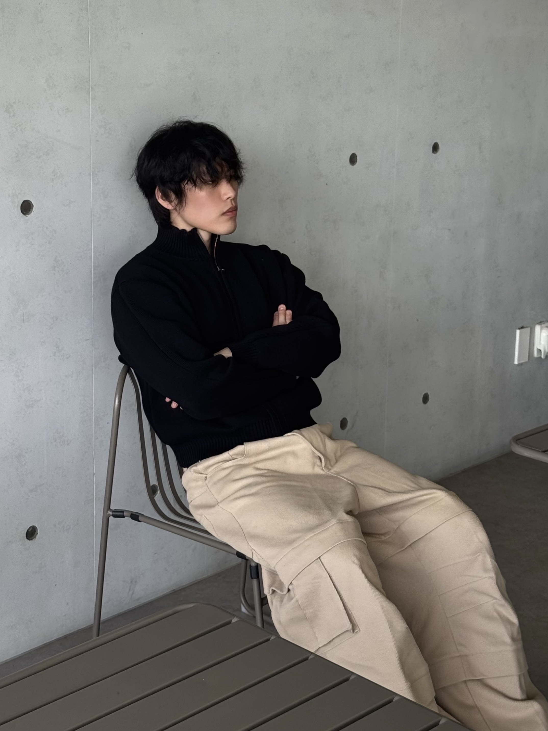 Kamien Titan Baggy Pants Beige 착용 스타일 - 1