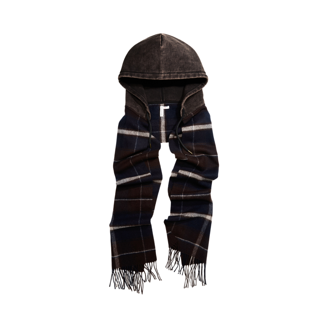 에이치앤엠 x 글렌 마틴스 후드 울 스카프 다크 블루 체크(H&M x Glenn Martens Hooded Wool Scarf Dark Blue Check)