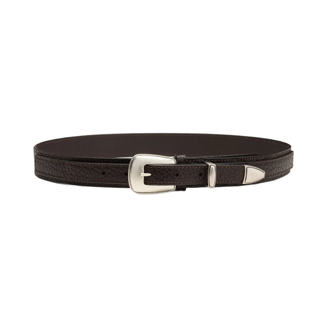 AC1181-LL139-449 Lemaire Minimal Western Belt Cow Leather Dark Brown