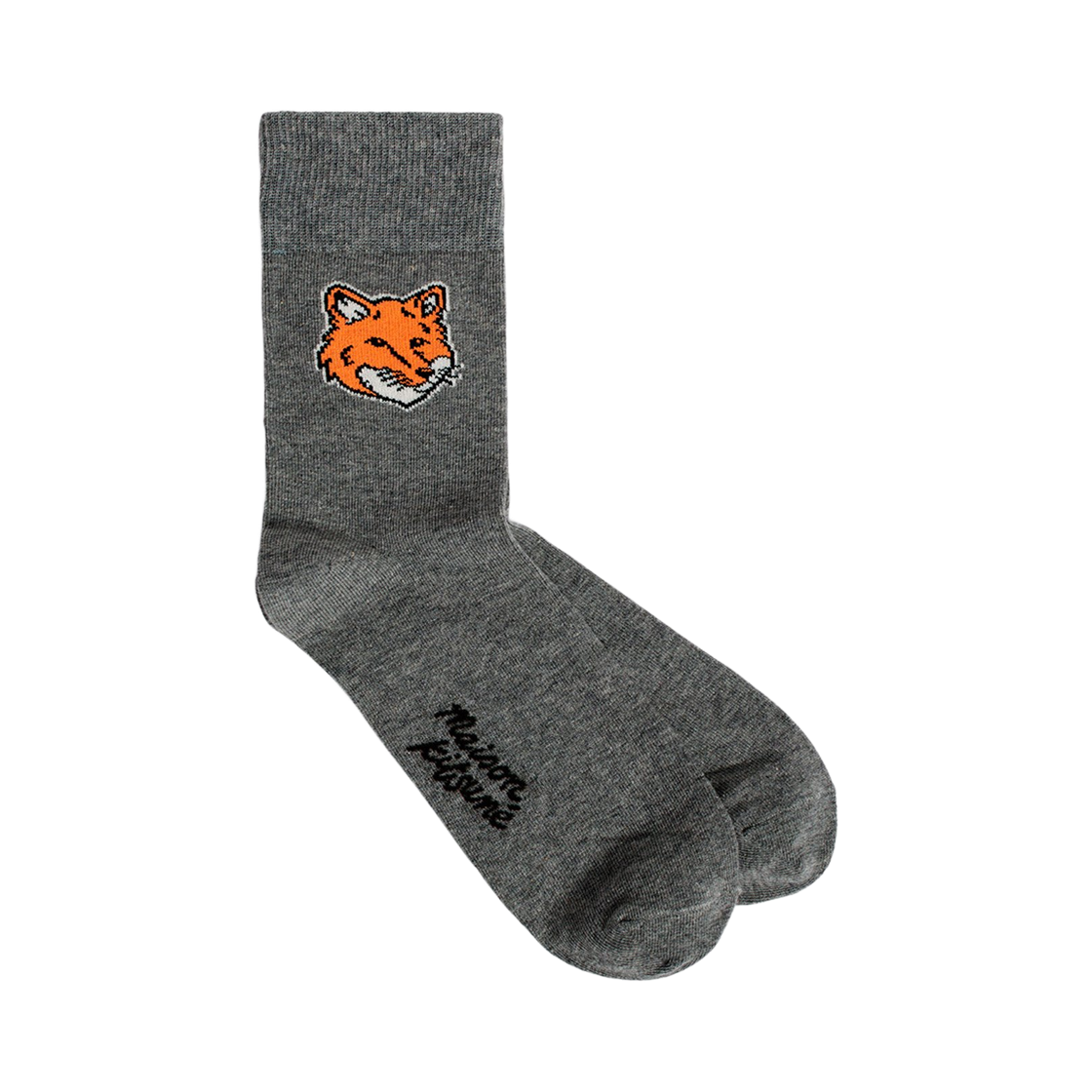 PM06400KT0010-H170 Maison Kitsune Fox Head Socks Dark Grey Melange