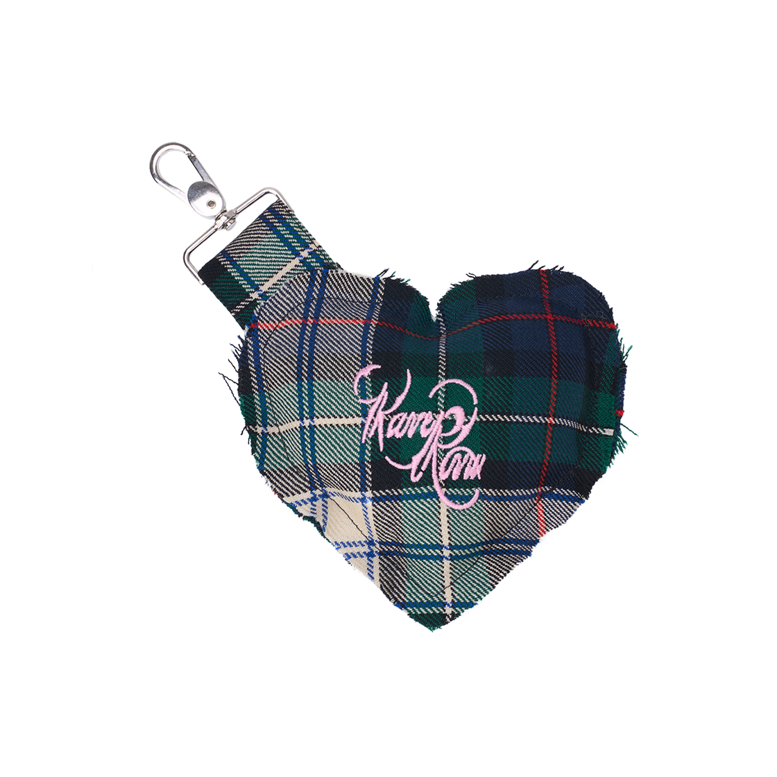레이브 리뷰 우먼 그레이스 히트 쉐이프 소프트 자수 키 체인 타탄 핑크 - 25FW(Rave Review Women Grace Heat Shaped Soft Key Chain With Embroidery Tartan Pink - 25FW)