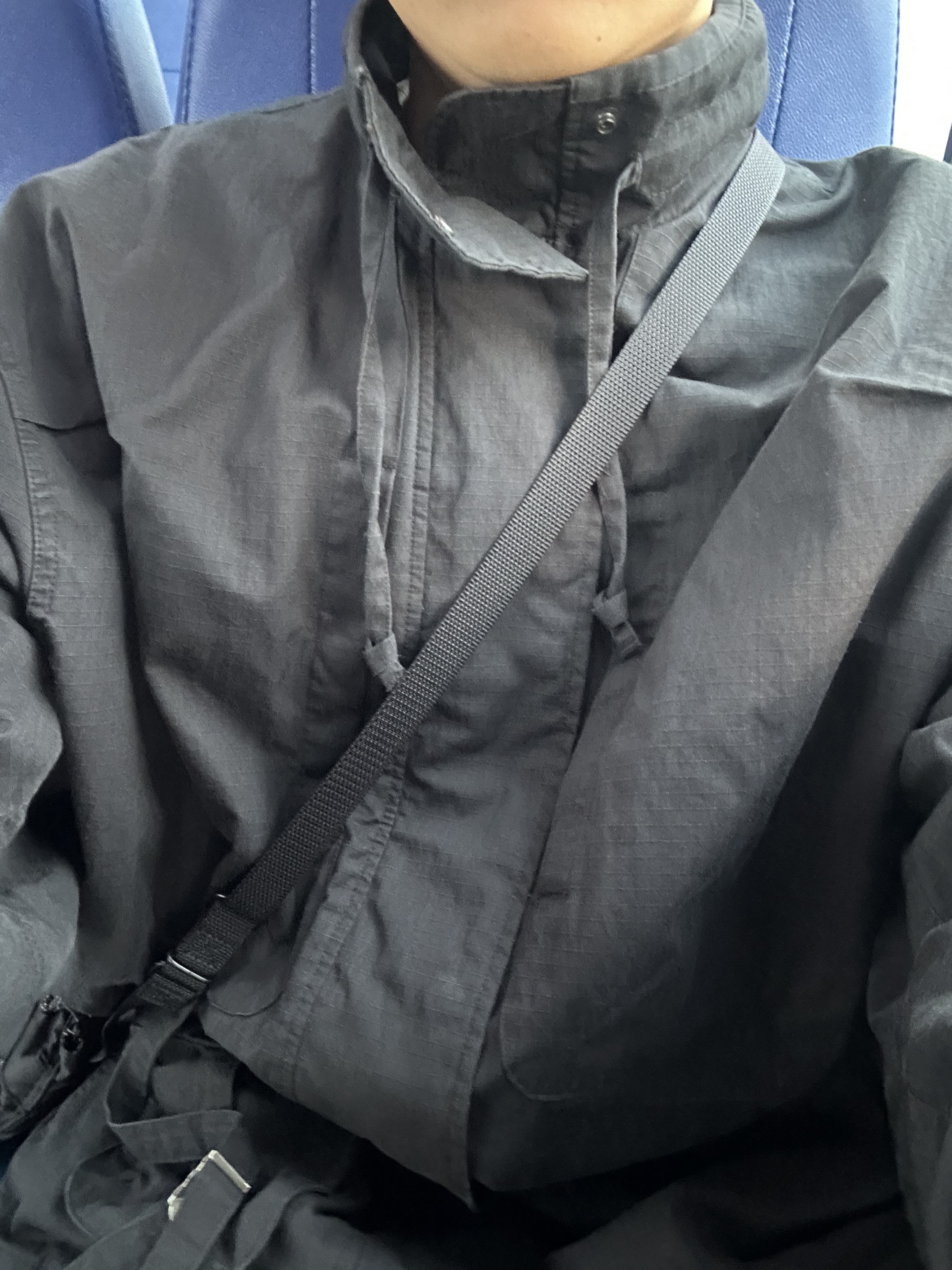 ETCE Strap Field Jacket Black 착용 스타일
