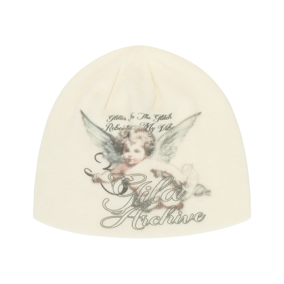 GL25WIAC04WH Gila Archive Baby Angel Graphic Beanie White