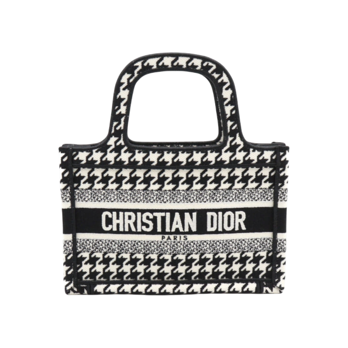 디올 S5475ZZAF 블랙 화이트 마이크로 하운드투스 자수 북토트 미니 토트백 aa48439(Dior Black and White Micro Houndstooth Embroidered Book Tote Mini Bag) - 1