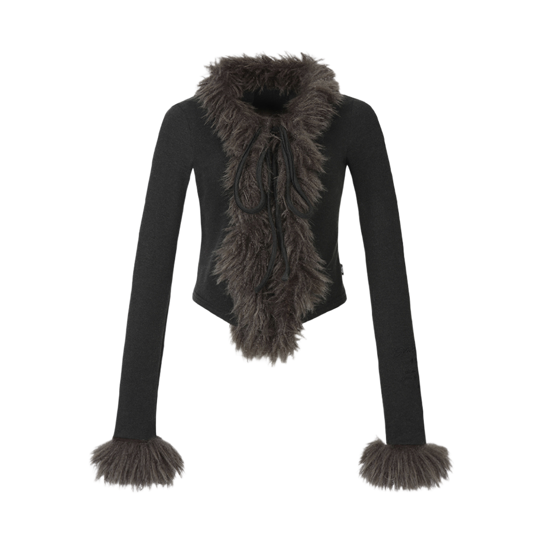 GL25WIJK03CH Gila Archive Fur Trimming Cardigan Charcoal