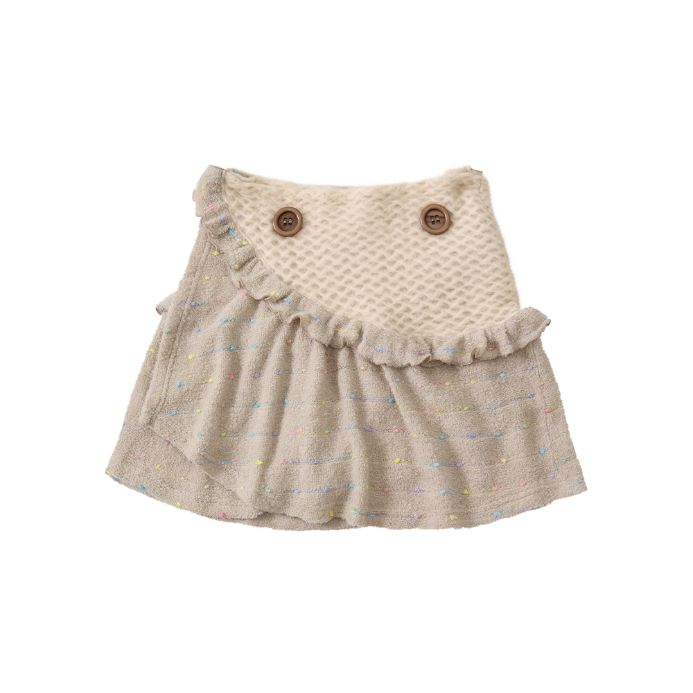 유쓰배쓰 빅 버튼 니트 랩 미니 스커트(YOUTHBATH Big Button Knit Wrap Mini Skirt)