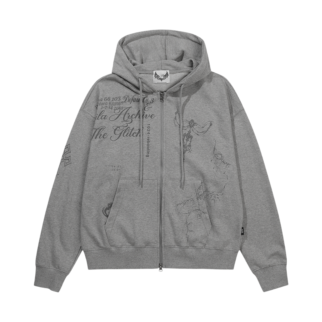 GL25WIJK04GY Gila Archive Tattooed Graphic Hood Zip-Up Grey