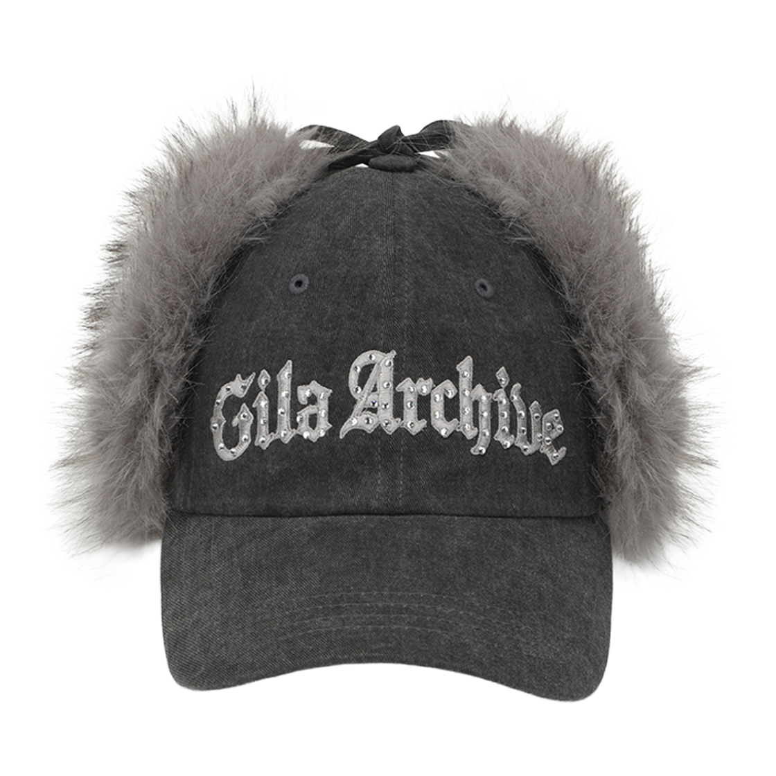 GL25WIAC01CH Gila Archive Faux Fur Hotfix Logo Earflap Cap Charcoal