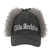 Gila Archive Faux Fur Hotfix Logo Earflap Cap Charcoal
