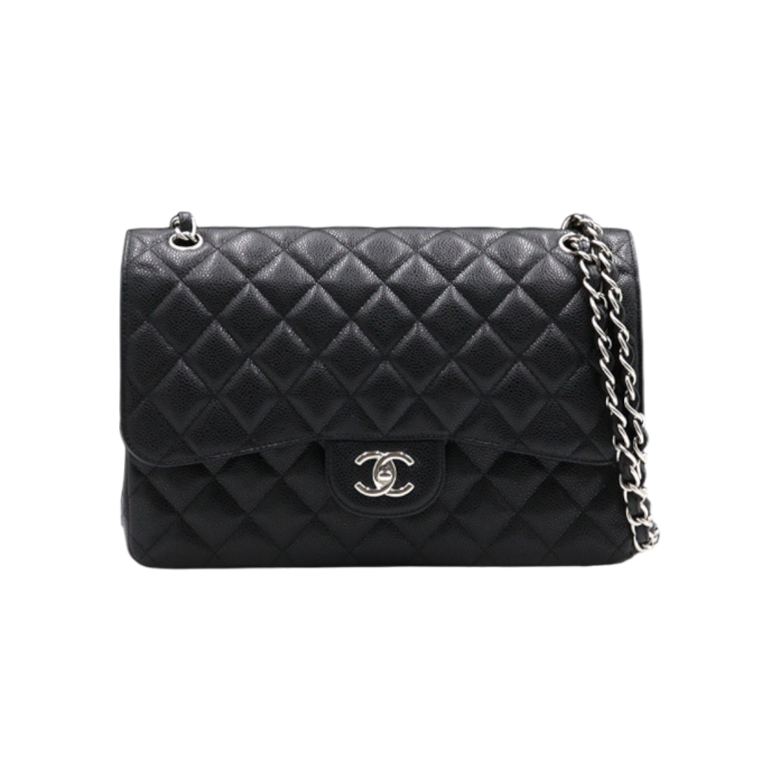 샤넬 A58600 블랙 캐비어 클래식 라지 은장체인 숄더백 aa45074