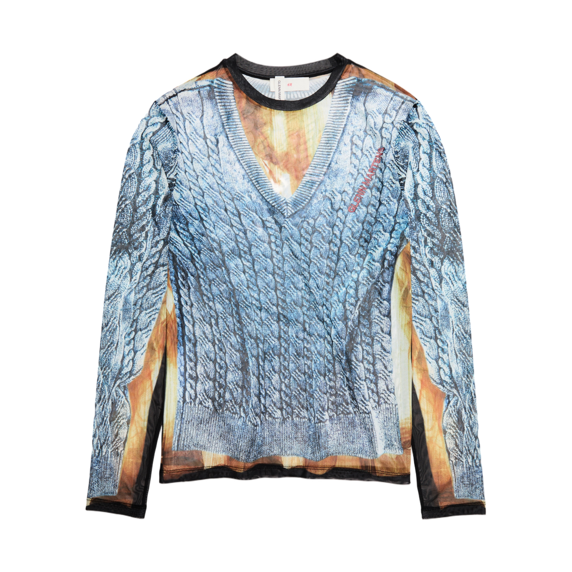 에이치앤엠 x 글렌 마틴스 프린트 메쉬 탑 블루(H&M x Glenn Martens Print Mesh Top Blue)