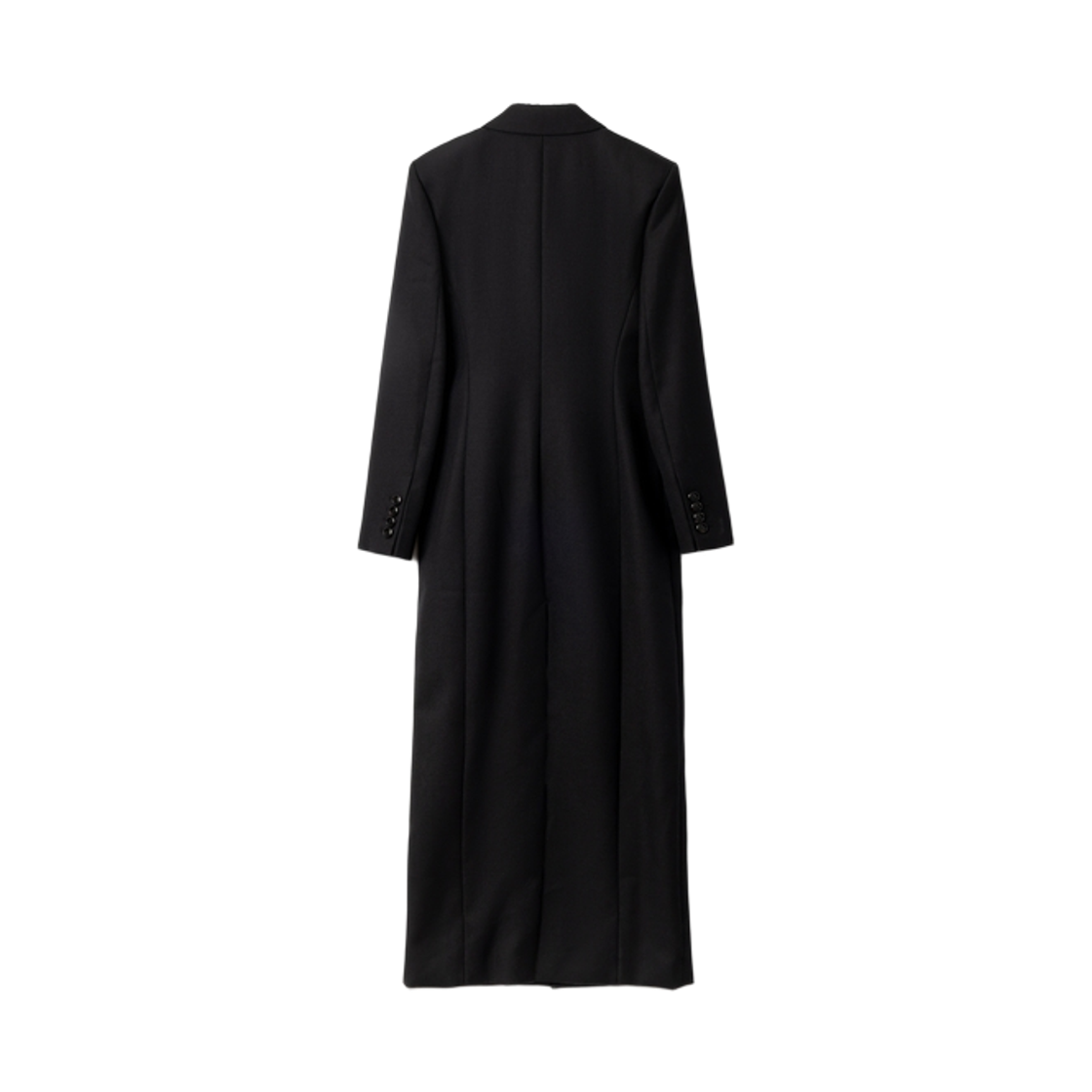 (W) 아미 코튼 블렌드 롱 코트 블랙((W) AMI Cotton Blend Long Coat Black) - 2