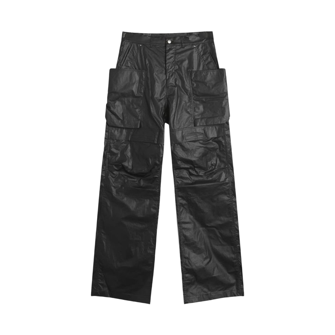 RU02E1346-PCT-09 Rick Owens Concordians Stefan Cargo Pants in Coated Poplin Black