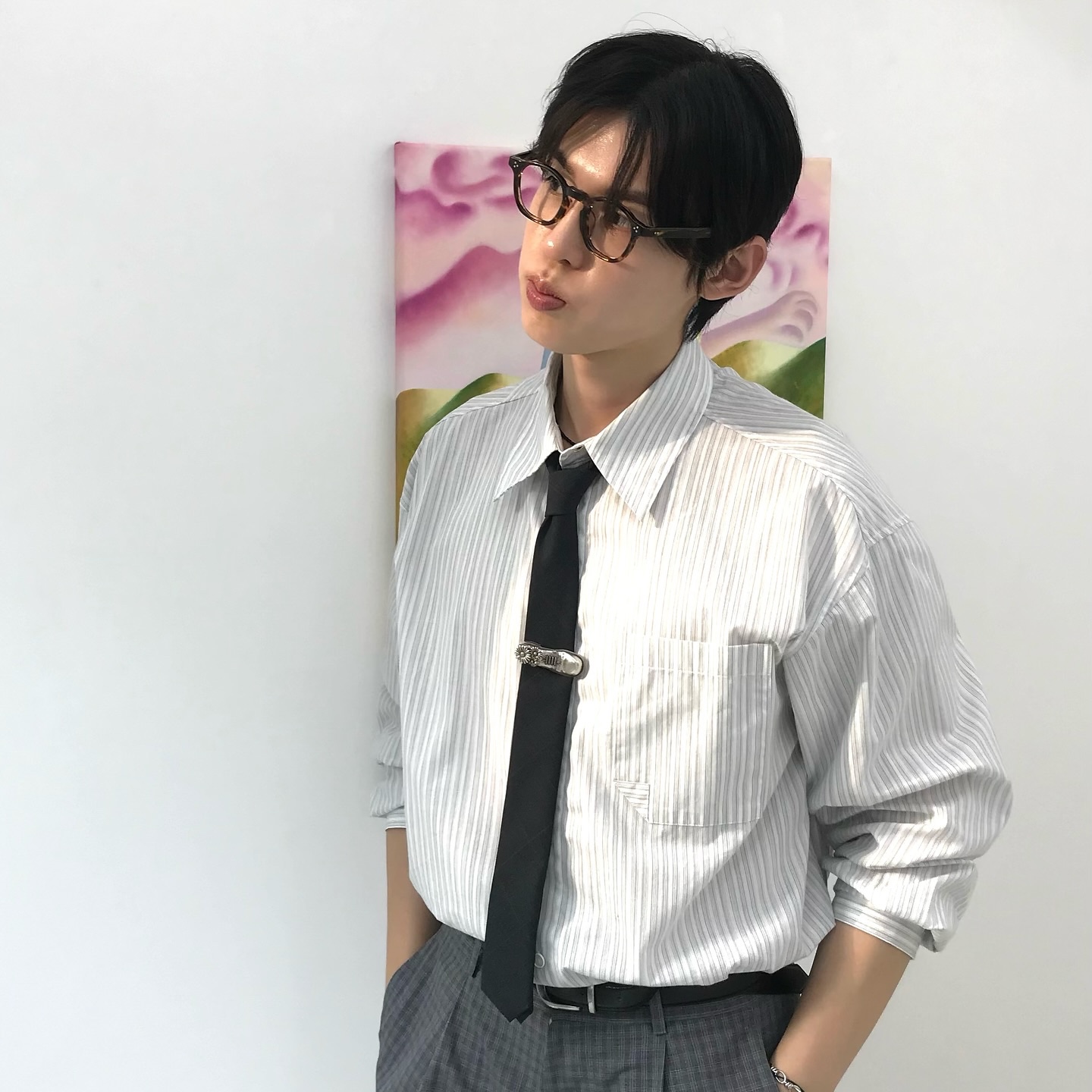lash Lunettes 01 Havana 착용 스타일 - 2