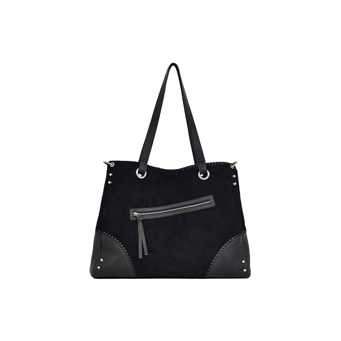 네거티브쓰리 투웨이 스웨이드 보스턴 백 블랙(NegativeThree Two-way Suede Boston Bag Black) - 2