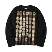 Kapital 20 Curtain Concho Print Jersey Crew Long T-Shirt Black