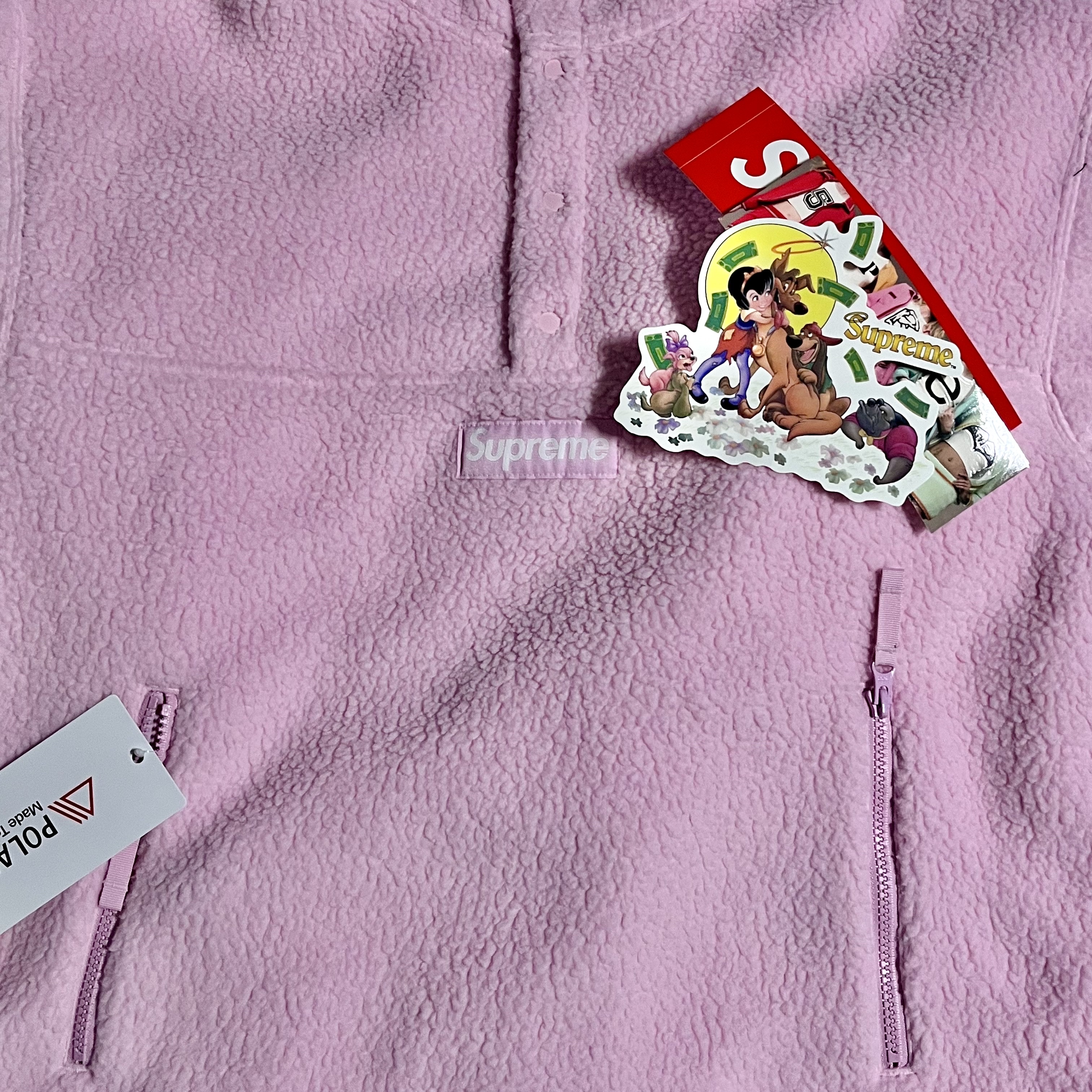 Supreme Polartec Shearling Reversible Pullover Pink - 25FW 착용 스타일