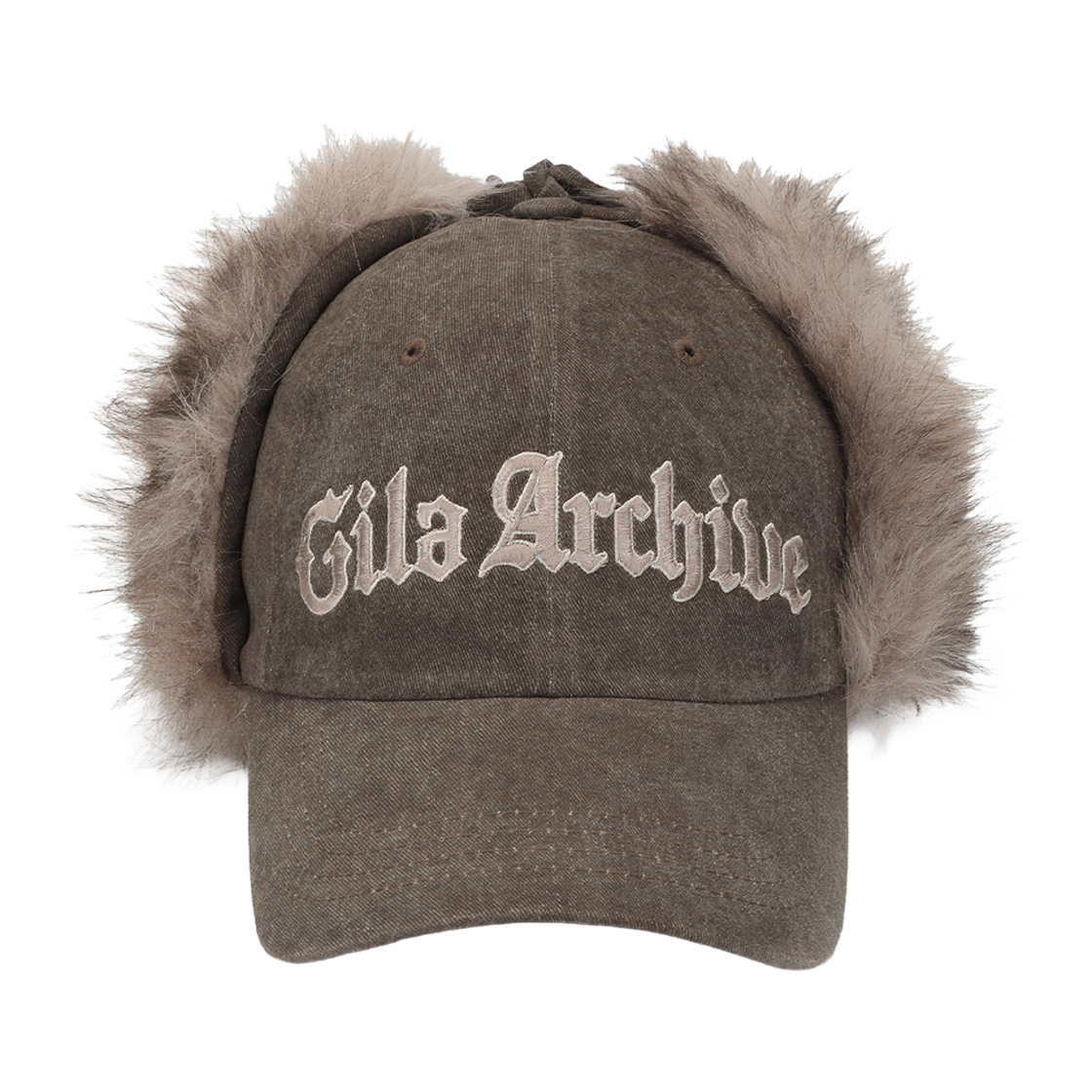 GL25WIAC02BR Gila Archive Faux Fur Logo Earflap Cap Brown