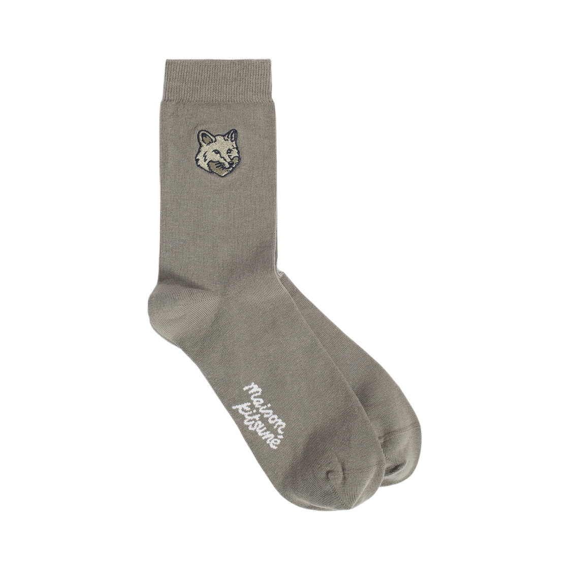 OM06411KT1145-P131 Maison Kitsune Fox Head Socks Laurel Green