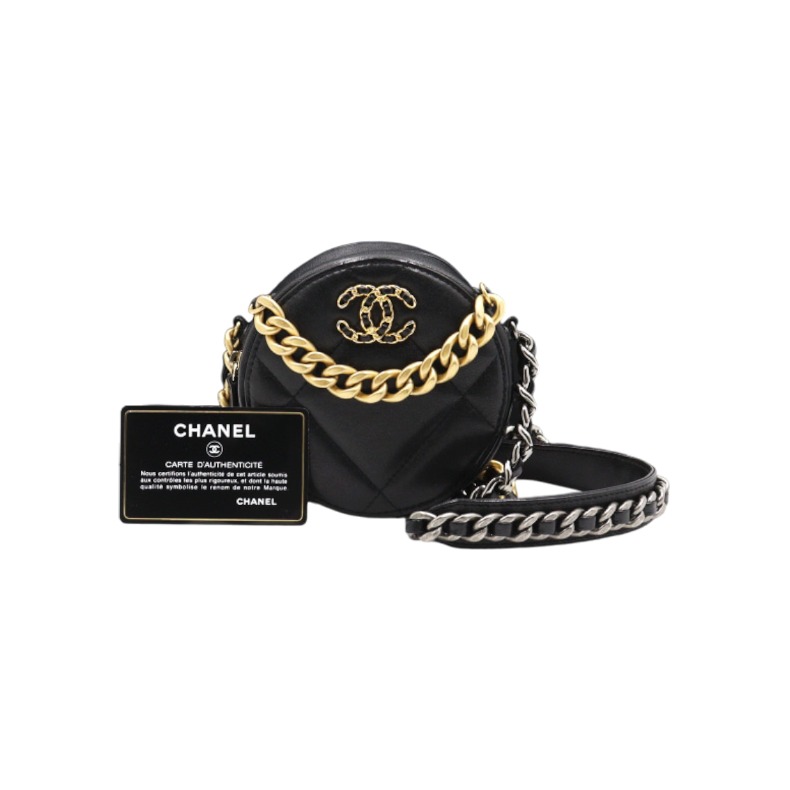 샤넬 AP0945 샤넬 19 블랙 탬버린 원형 라운드 체인숄더백 겸 크로스백 aa48313(Chanel 19 Black Tambourine Round Chain Shoulder Bag & Crossbody)