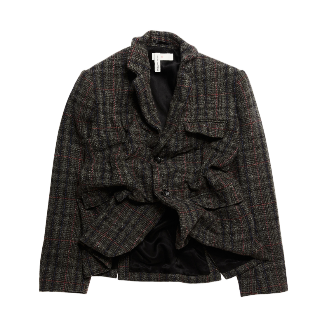 1298158001 H&M x Glenn Martens Wool Blend Blazer Dark Brown Check