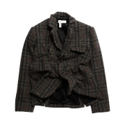 H&M x Glenn Martens Wool Blend Blazer Dark Brown Check