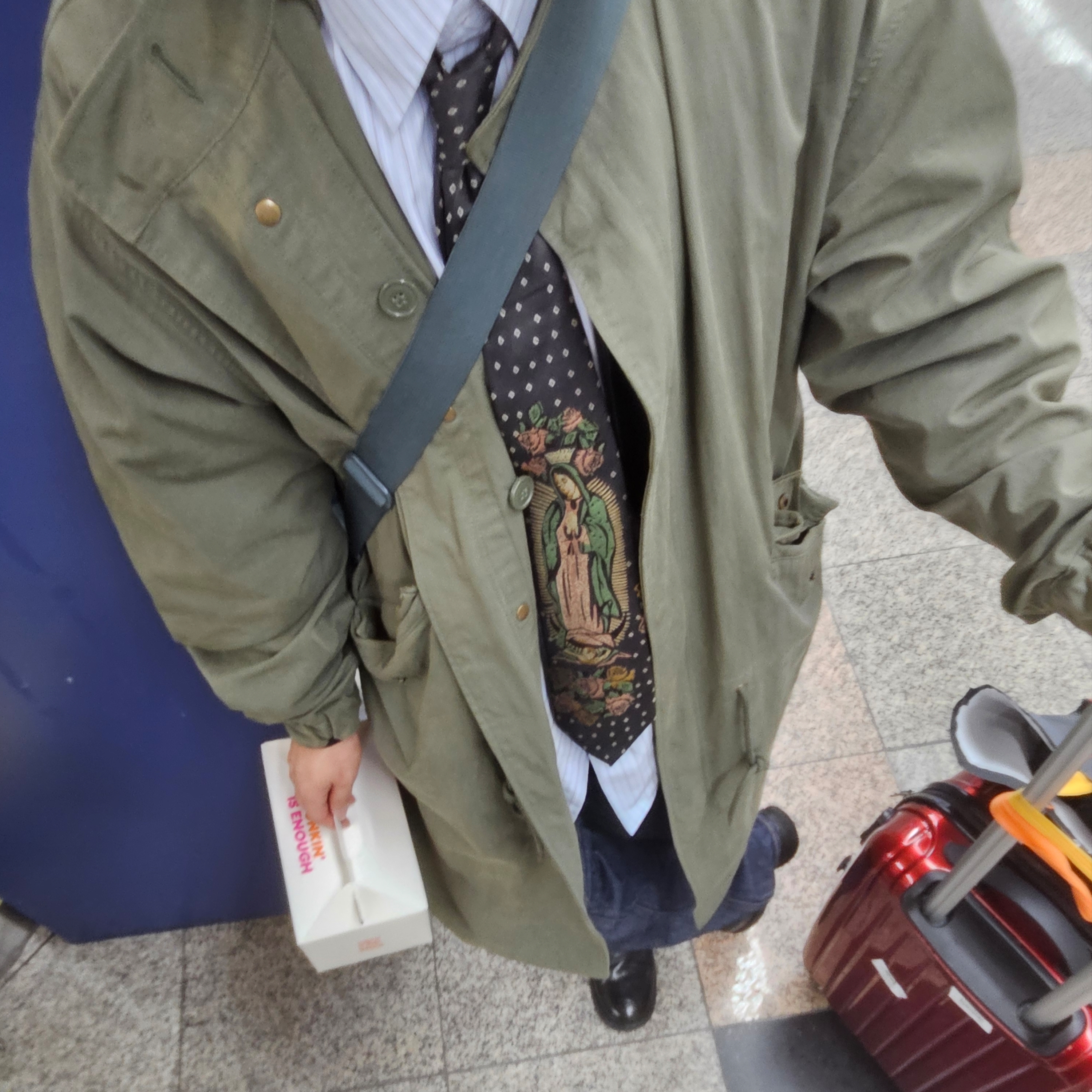 Kapital Silk Twill Maria Tie Black, Auralee Hard Twist Denim 5P Pants Indigo 착용 스타일 - 2