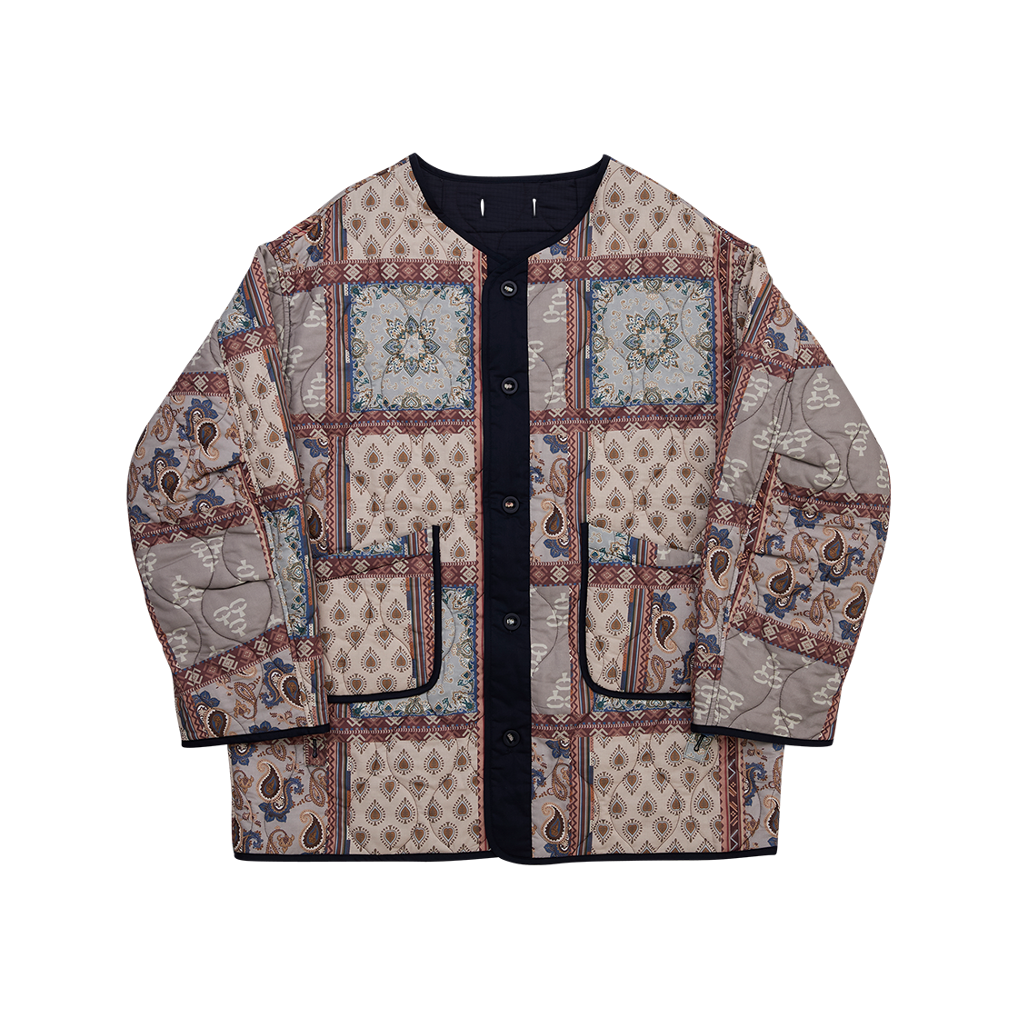 G64104_MT.PT_copy GORT Long Paisley Block Liner Jacket Multi Navy