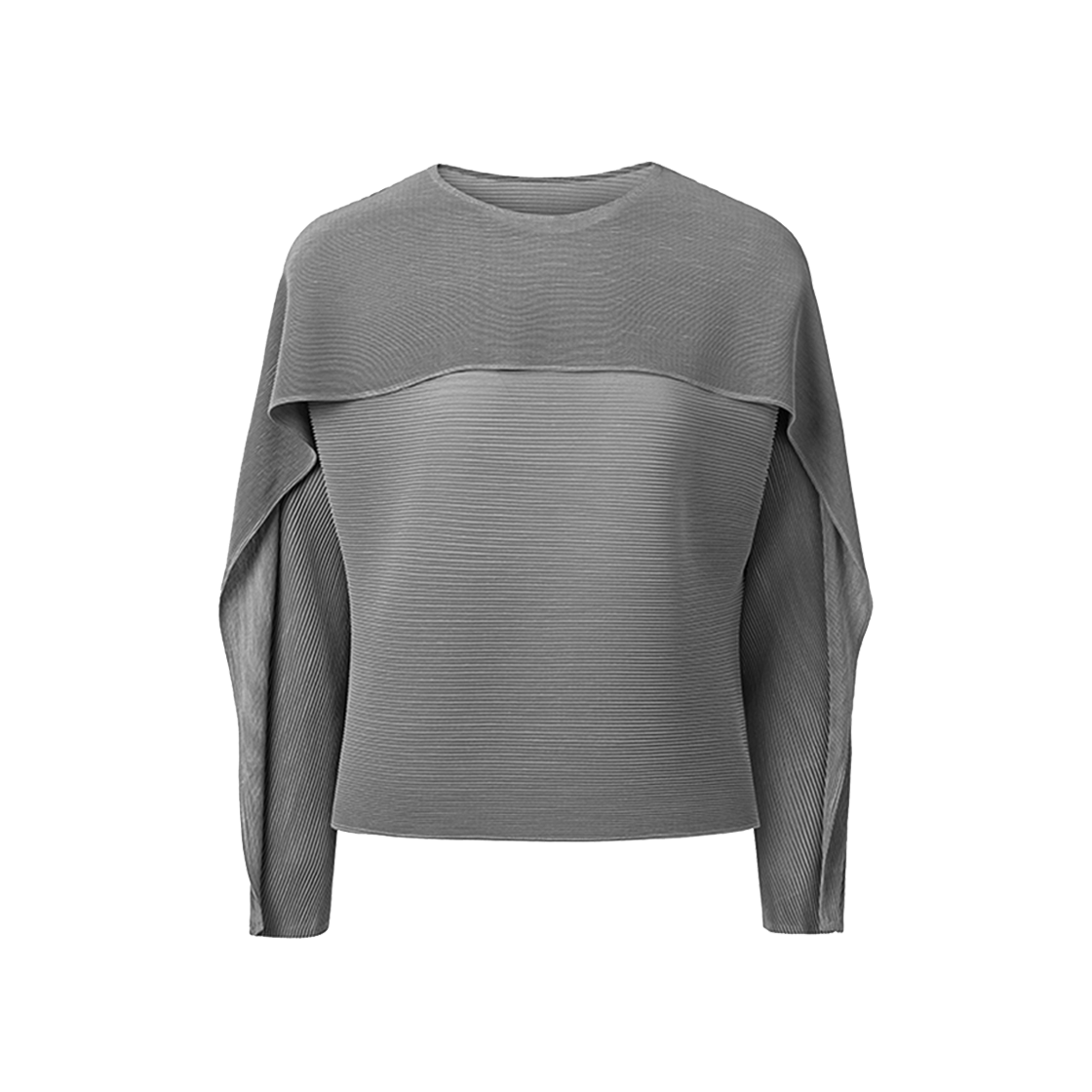 몽플리쎄 여성 플랩 소매 호리즌 플리츠 티셔츠 그레이(Monplisse Women Flap Sleeve Horizon Pleats T-shirts Grey)