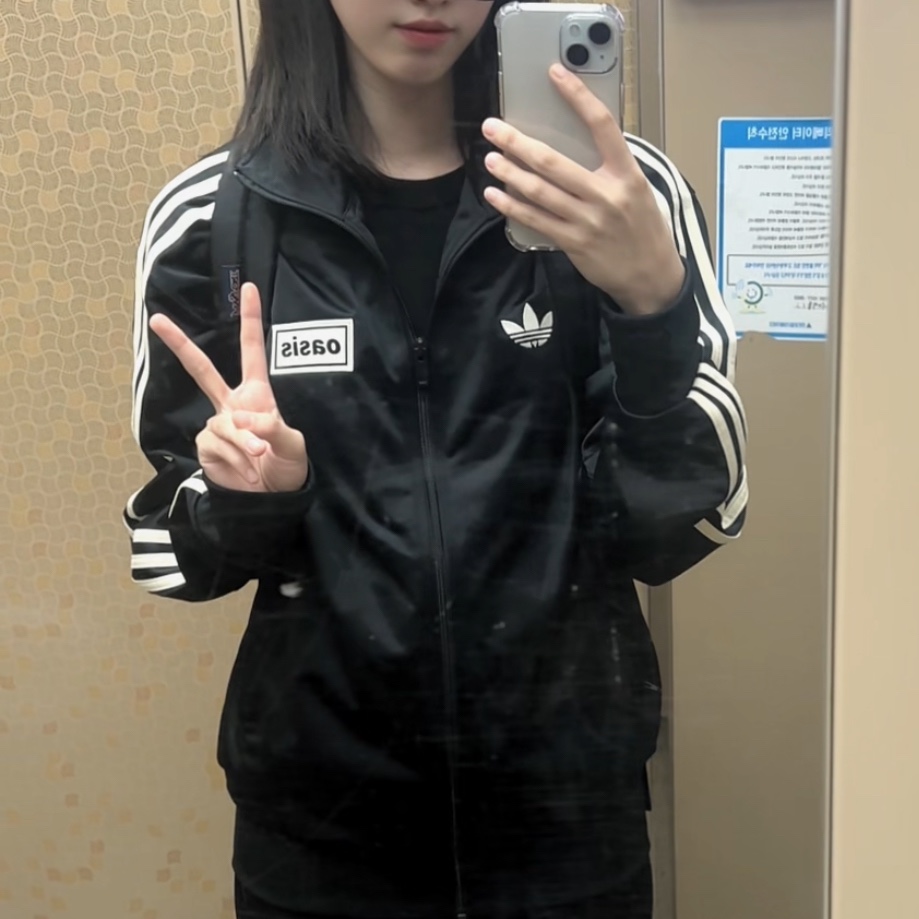 Adidas x Oasis Tour Firebird Track Top Black - KR Sizing 착용 스타일