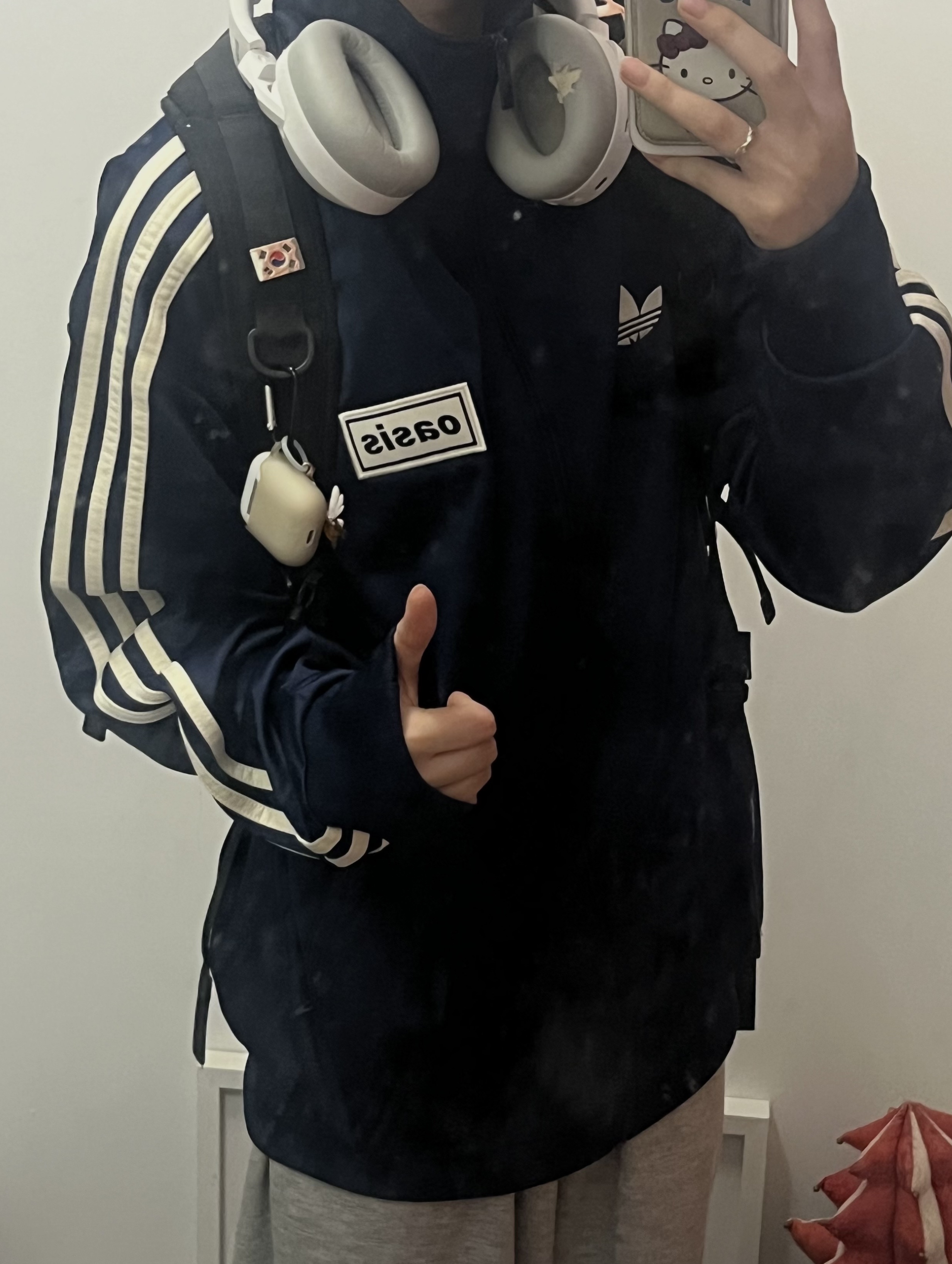 Adidas x Oasis Tour Firebird Track Top Night Indigo - KR Sizing 착용 스타일 - 1