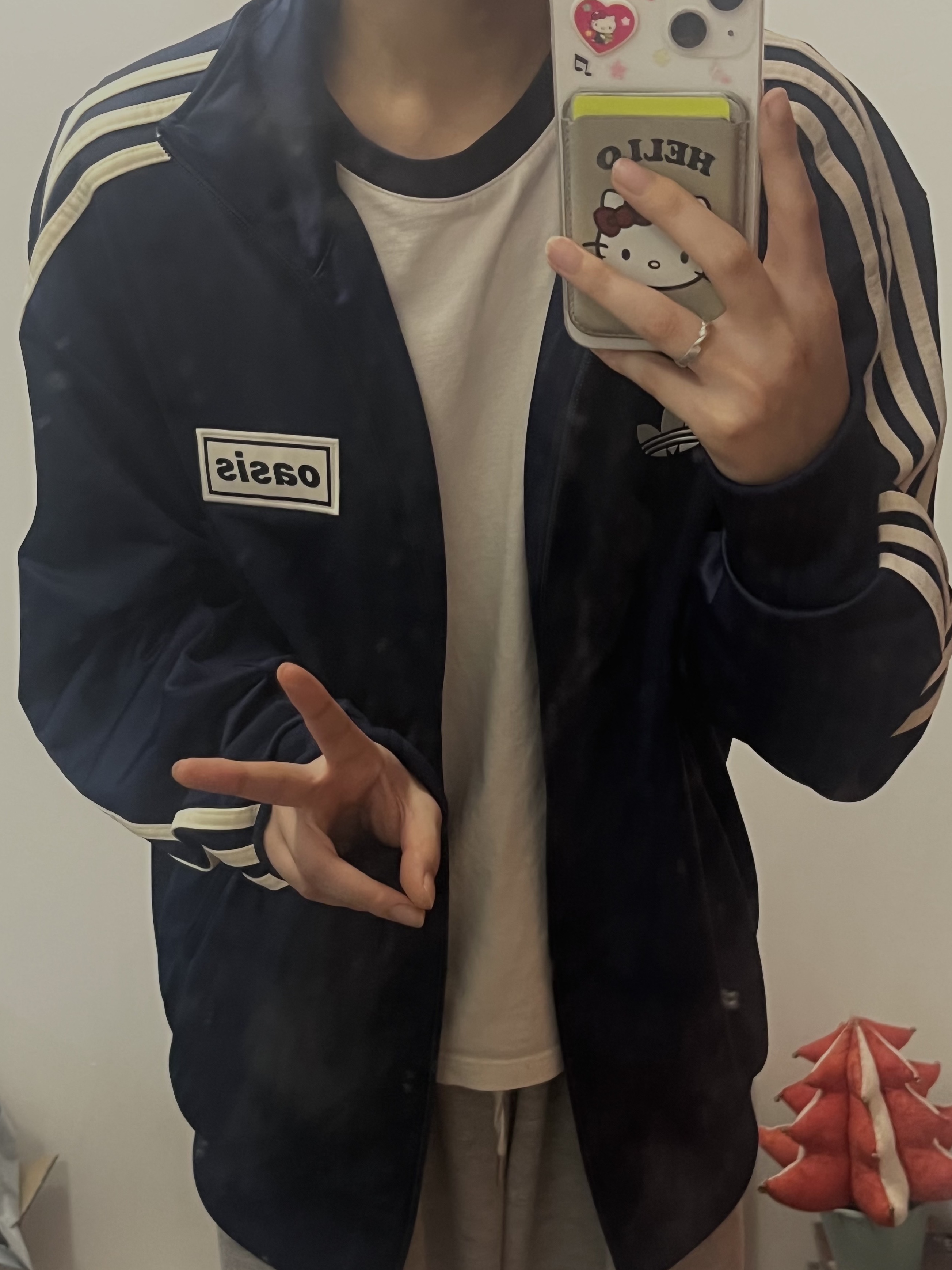 Adidas x Oasis Tour Firebird Track Top Night Indigo - KR Sizing 착용 스타일 - 3