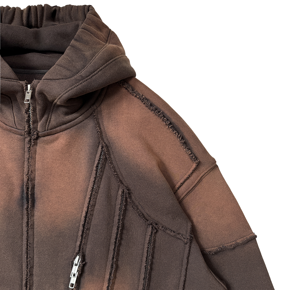 에러앤와이씨 슬래시스톰 웨더드 집업 후디 워시드 레드(ERRORNYC Slashstorm Weathered Zip-up Hoodie Washed Red) - 3
