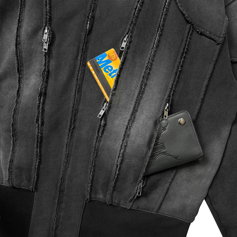 에러앤와이씨 슬래시스톰 웨더드 집업 후디 워시드 블랙(ERRORNYC Slashstorm Weathered Zip-up Hoodie Washed Black) - 4