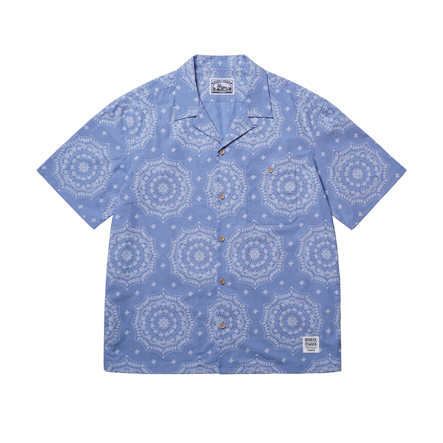 [KREAM 단독] 버날 타이거 오픈 칼라 하프 셔츠 페이즐리 블루([KREAM 단독] BANAL TIGER Open Collar Half Shirt Paisley Blue)