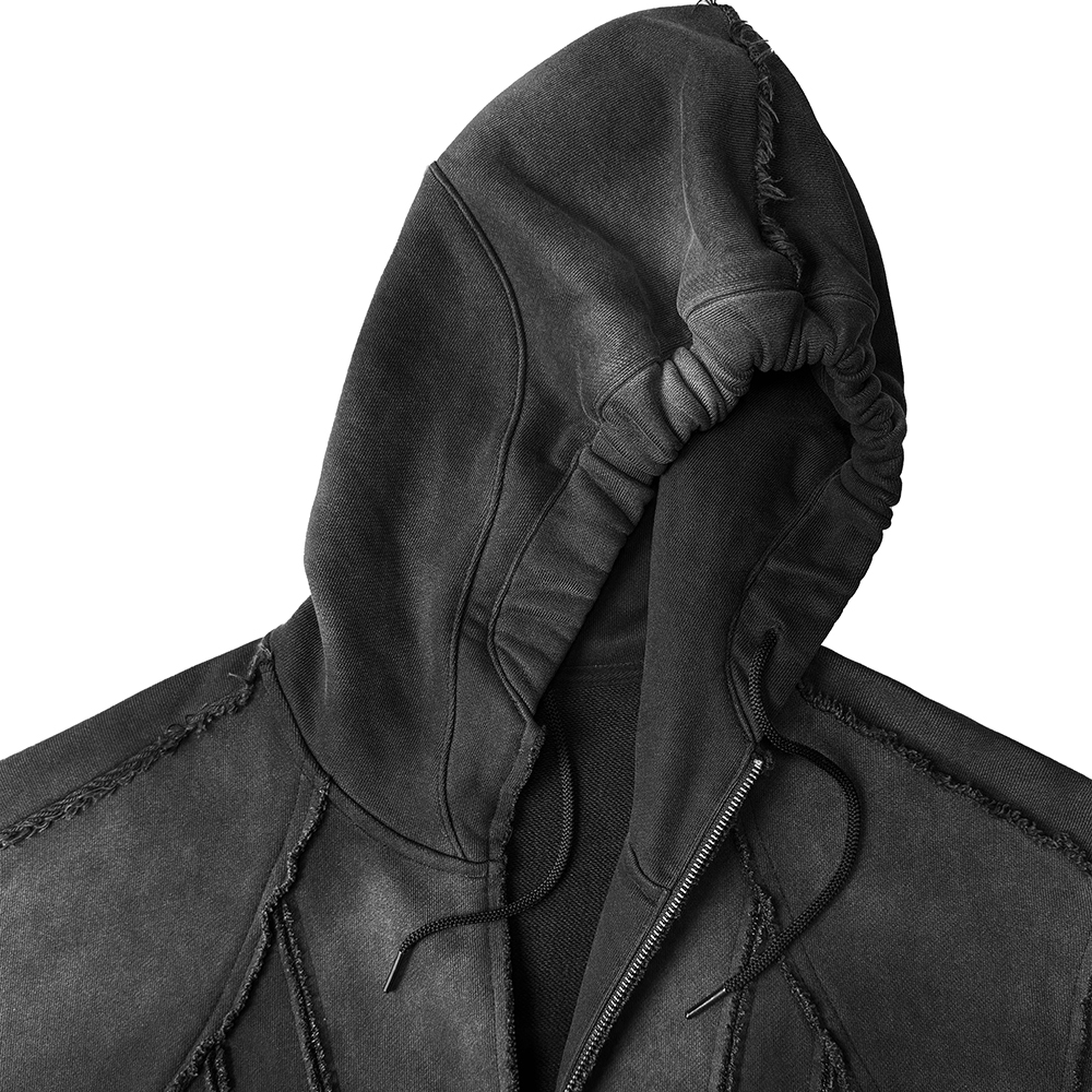 에러앤와이씨 슬래시스톰 웨더드 집업 후디 워시드 블랙(ERRORNYC Slashstorm Weathered Zip-up Hoodie Washed Black) - 6