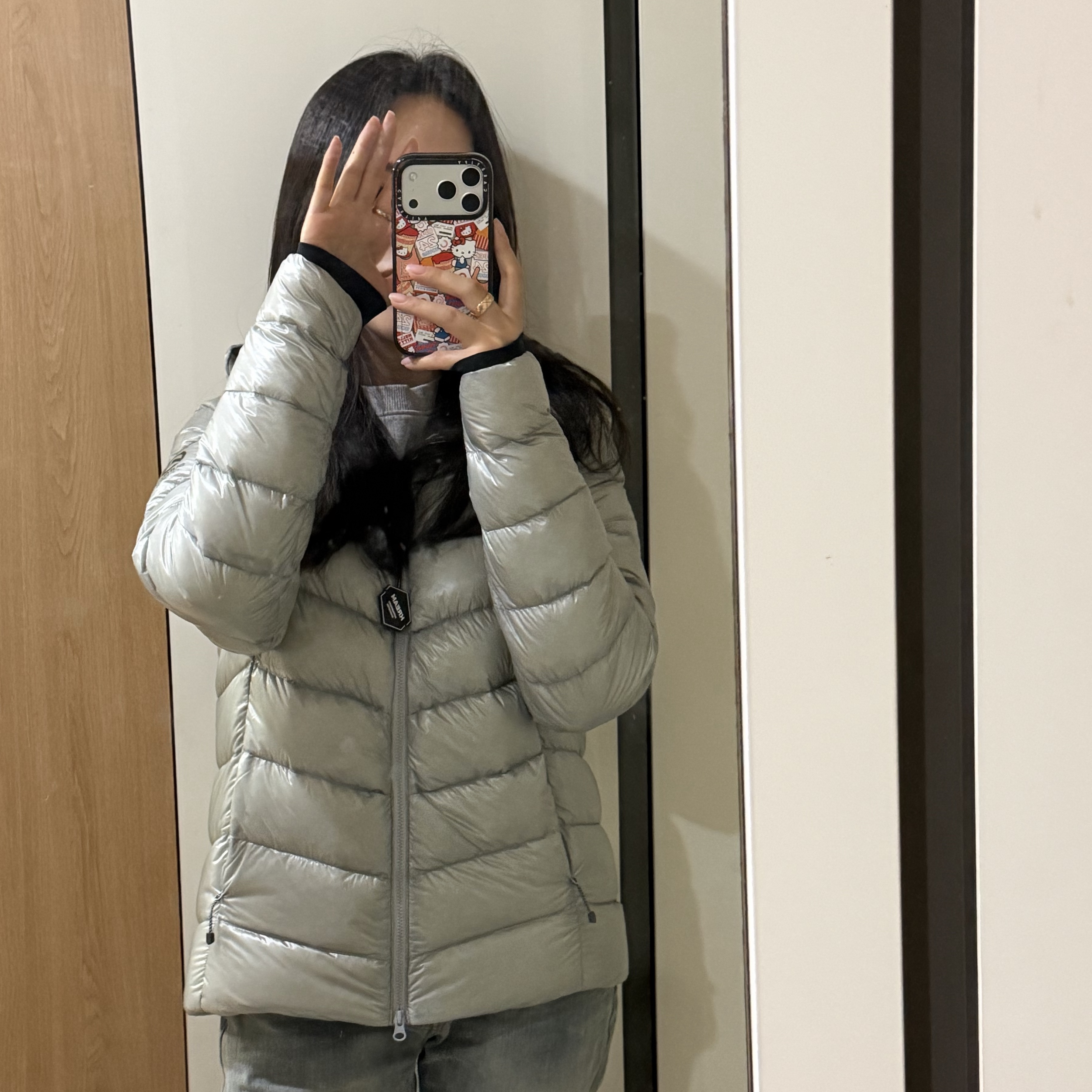 The North Face Summit Mattehorn RDS Down Jacket Light Gray 착용 스타일 - 2