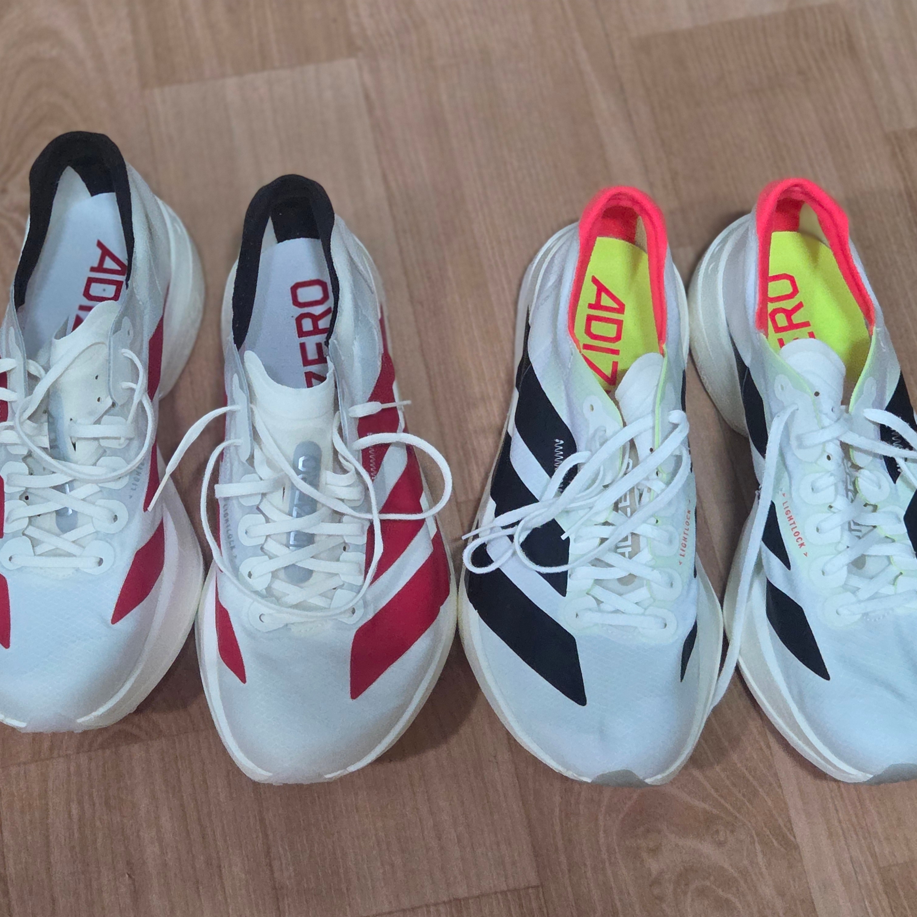Adidas Adizero Adios Pro 4 Off White Better Scarlet 착용 스타일