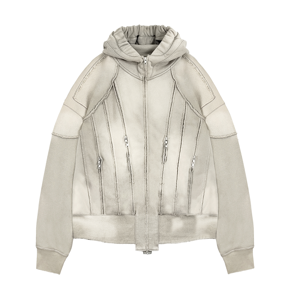 에러앤와이씨 슬래시스톰 웨더드 집업 후디 워시드 베이지(ERRORNYC Slashstorm Weathered Zip-up Hoodie Washed Beige)