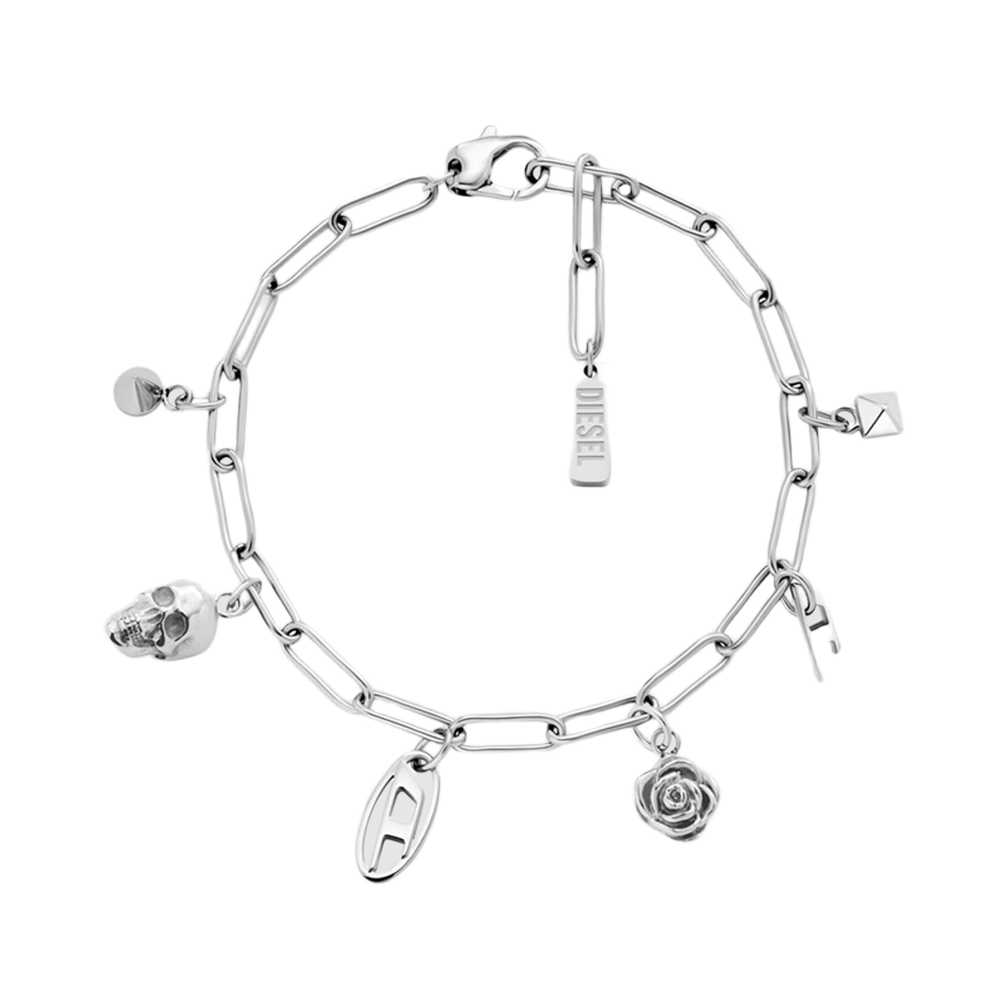 디젤 Dx1604040 스테인리스 스틸 참 브레이슬릿 실버(Diesel Dx1604040 Stainless Steel Charm Bracelet Silver) - 1