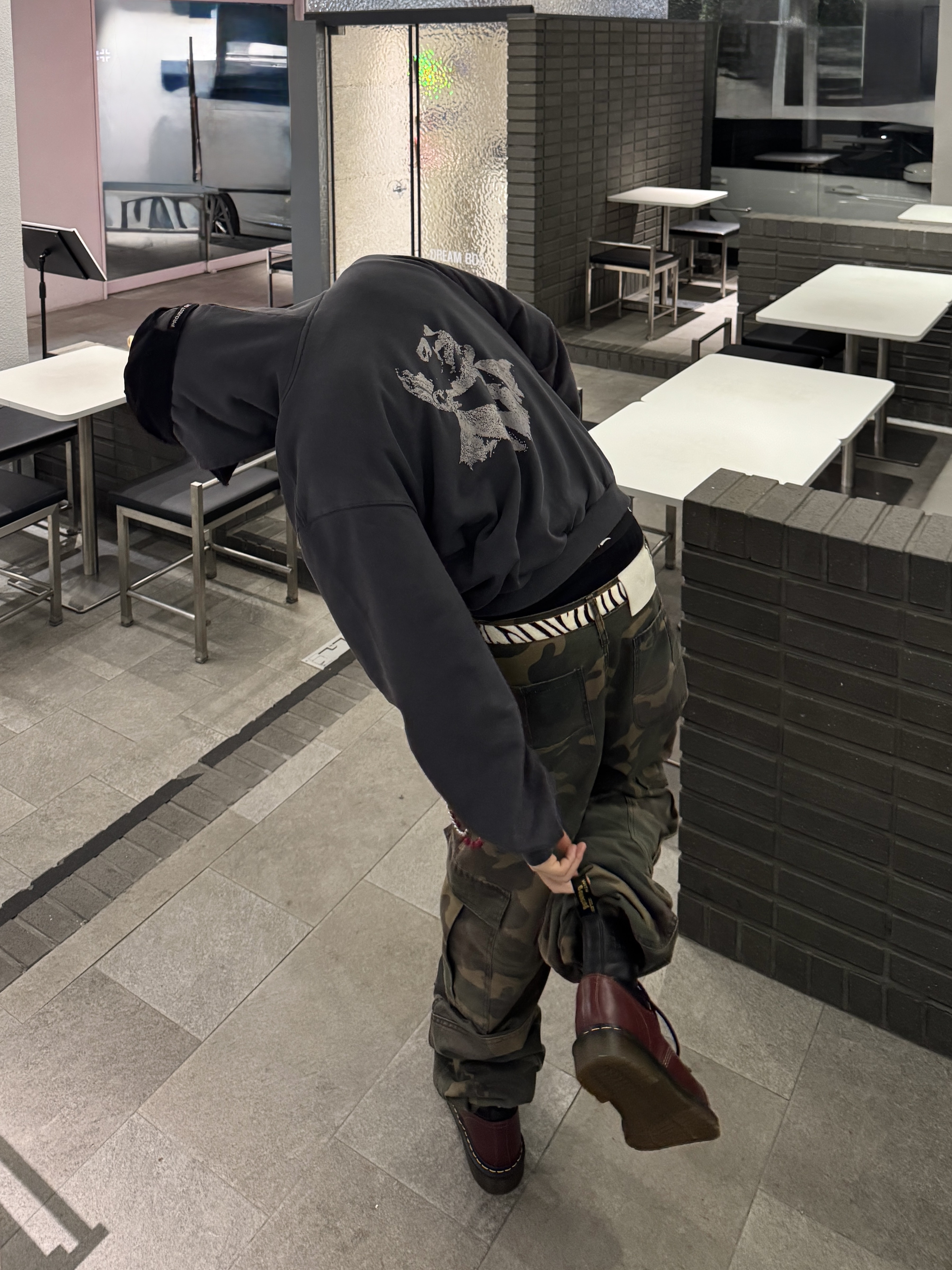 qualisartifexpereo Soviet VTG Hoodie Zip Up, Project G/R Distressed Filth Club Cap Washed Black 착용 스타일 - 2
