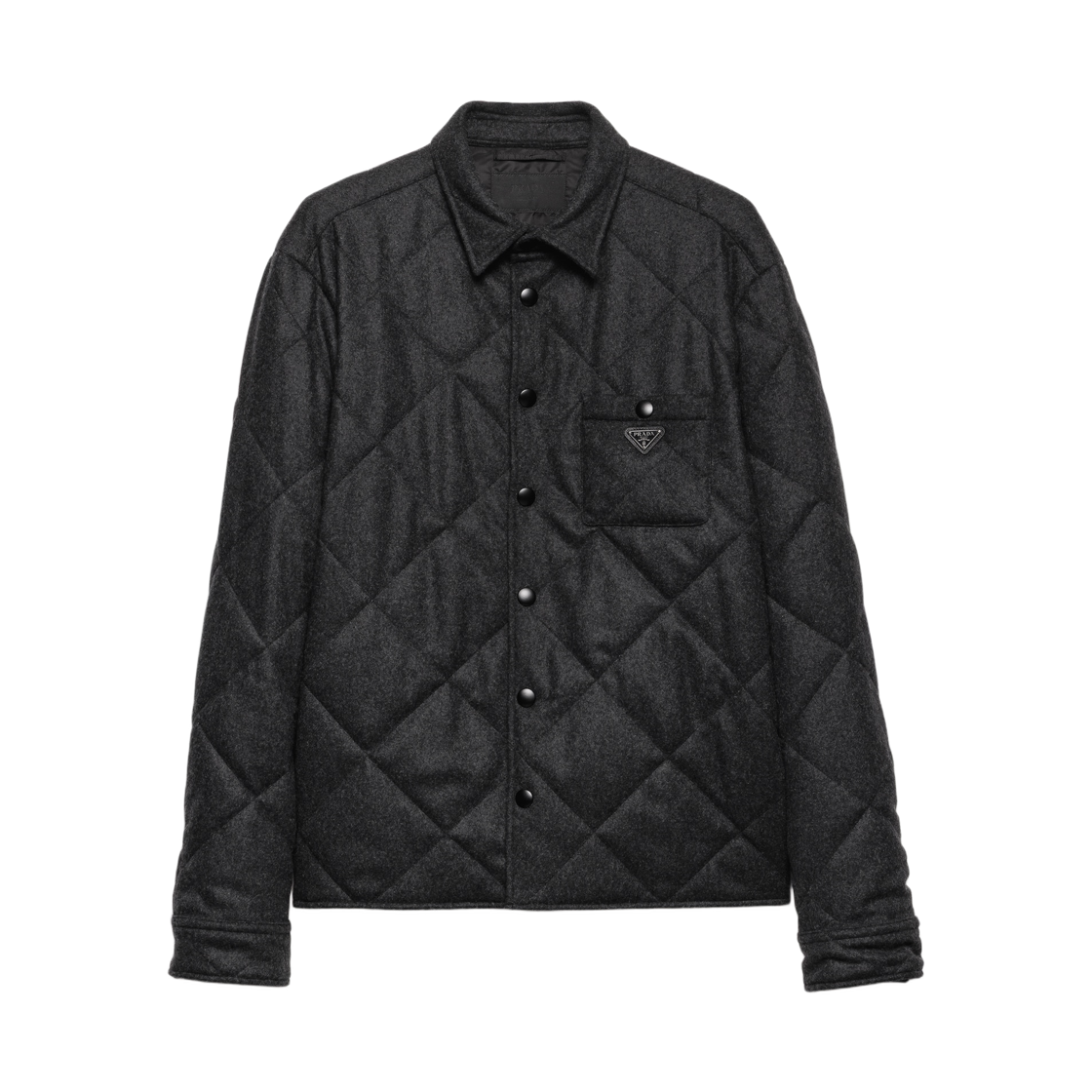 SC826M-17XT-F0308 Prada Padded Cashmere Shirt Anthracite Grey
