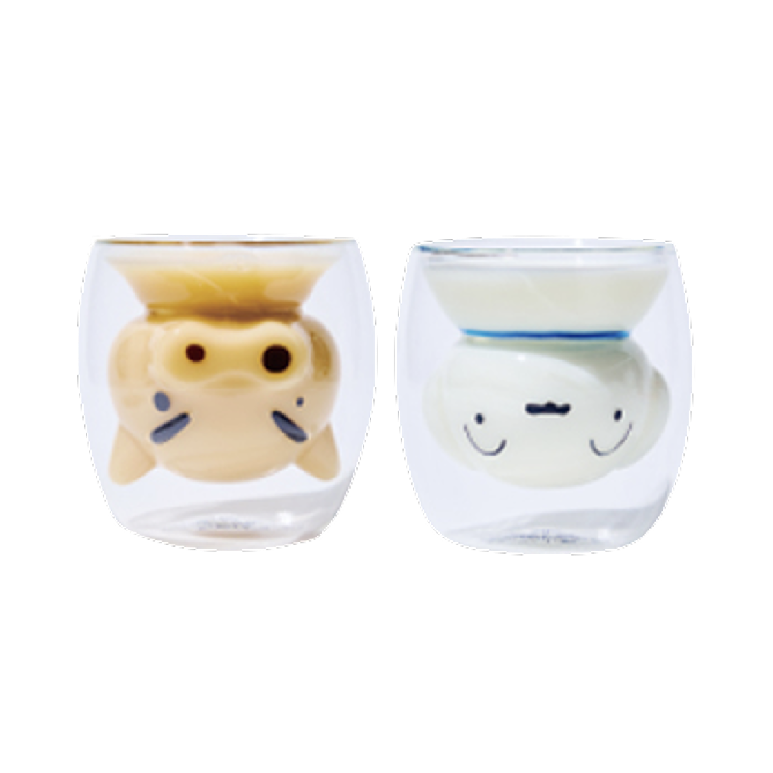 - 2025 Dan,comma Pop Up Crayon Shin-Chan Shiro & Buriburi Face Shaped Glass Cup (Set of 2)