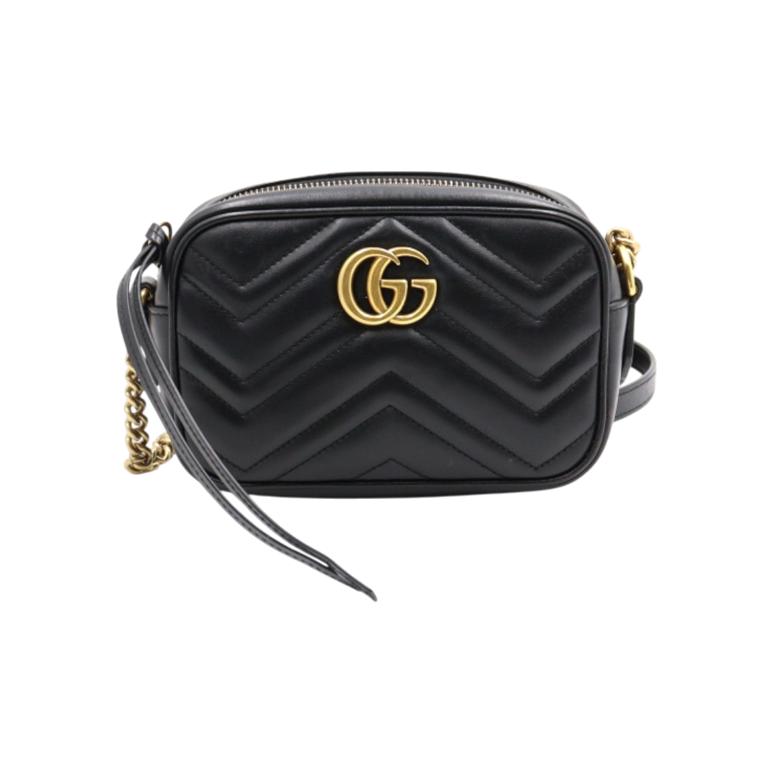 IT6SIK5RPTO7 Gucci GG Marmont Black Matelasse Mini Chain Shoulder Bag/Crossbody