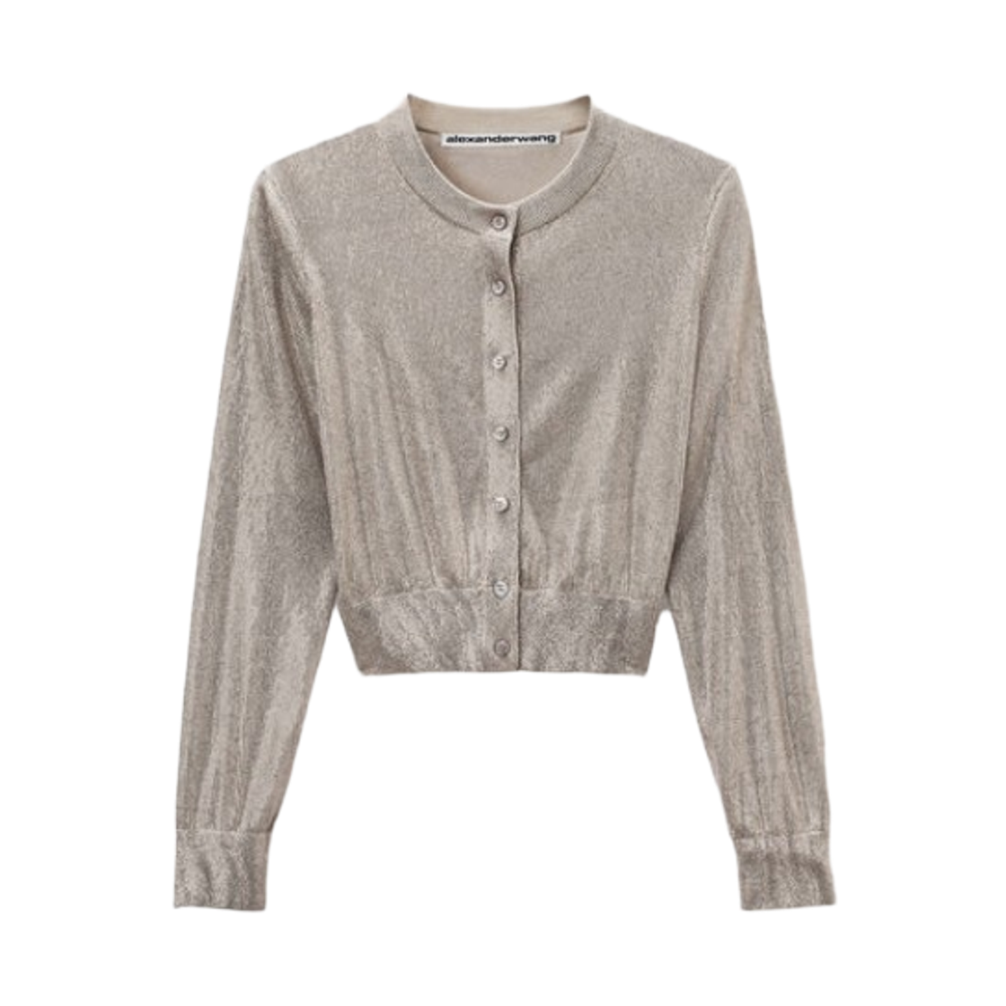 1KC3243037255 (W) Alexander Wang Beads Hotfix Crewneck Cropped Cardigan Champagne