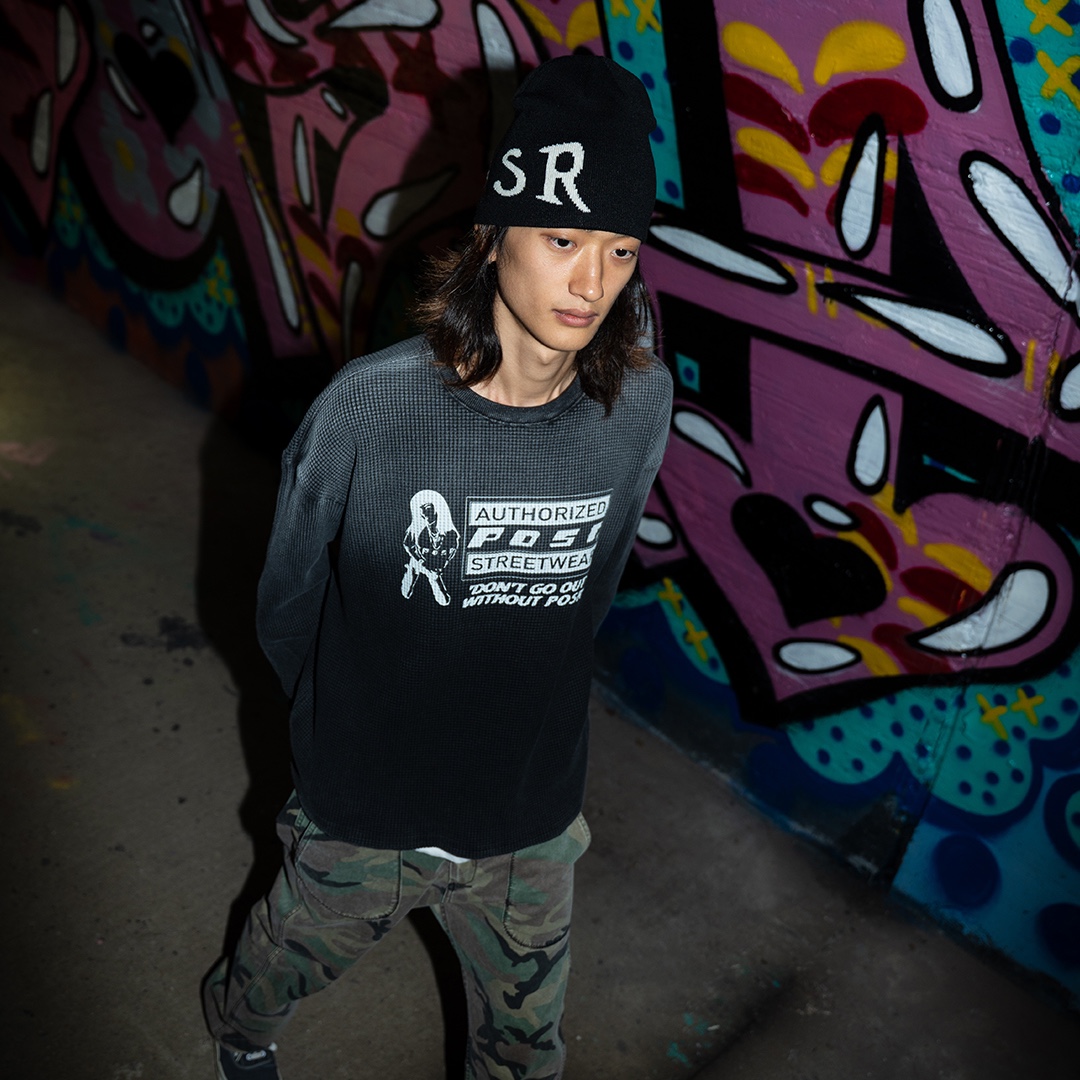POSR Logo Beanie, POSR Overdyed POSR Waffle Tee Faded Black 착용 스타일